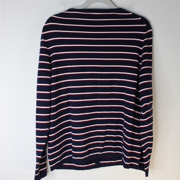 Talbots Large Navy Striped Cardigan - Je T’aime French Inspired - Picture 4 of 5